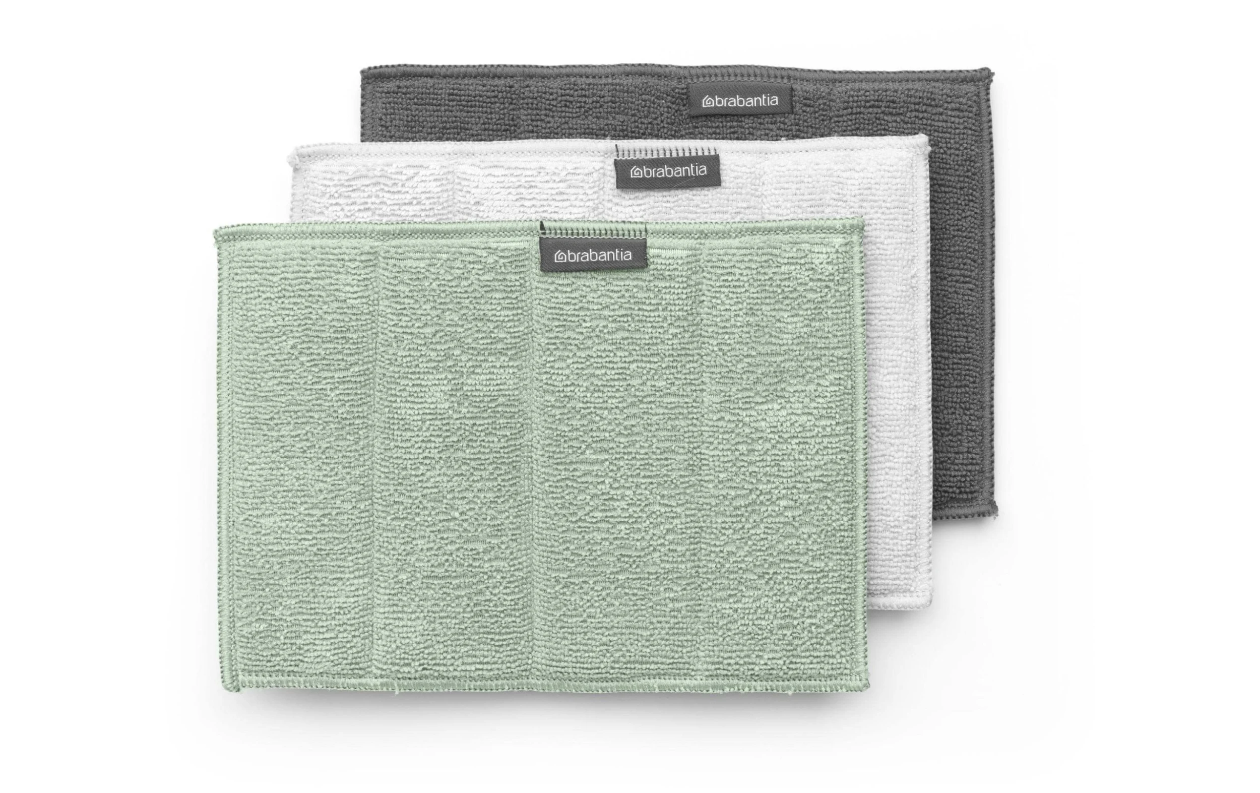 Brabantia Chiffon De Nettoyage En Microfibre 3 Pièce/s, Gris/Vert Clair/Blanc - Chiffon De Nettoyage 3 Brabantia Chiffon De Nettoyage En Microfibre 3 Pièce/s, Gris/Vert Clair/Blanc - Chiffon De Nettoyage