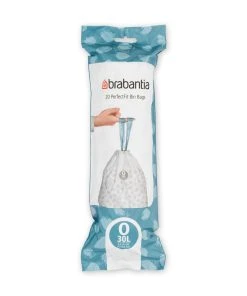Brabantia Sac à Ordures Ménagères PerfectFit O 30 L, 20 Pièce/s - Sacs Poubelle