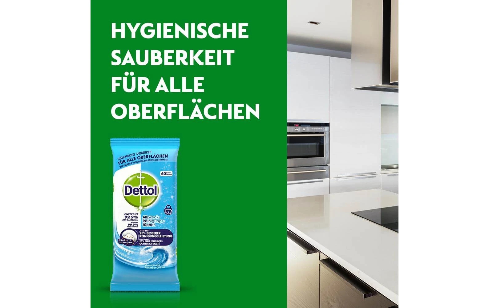 Dettol Chiffons De Nettoyage Tout Usage Fraîcheur De L'océan 60 Pièces - Détergents Universels 4 Dettol Chiffons De Nettoyage Tout Usage Fraîcheur De L'océan 60 Pièces - Détergents Universels – Image 2