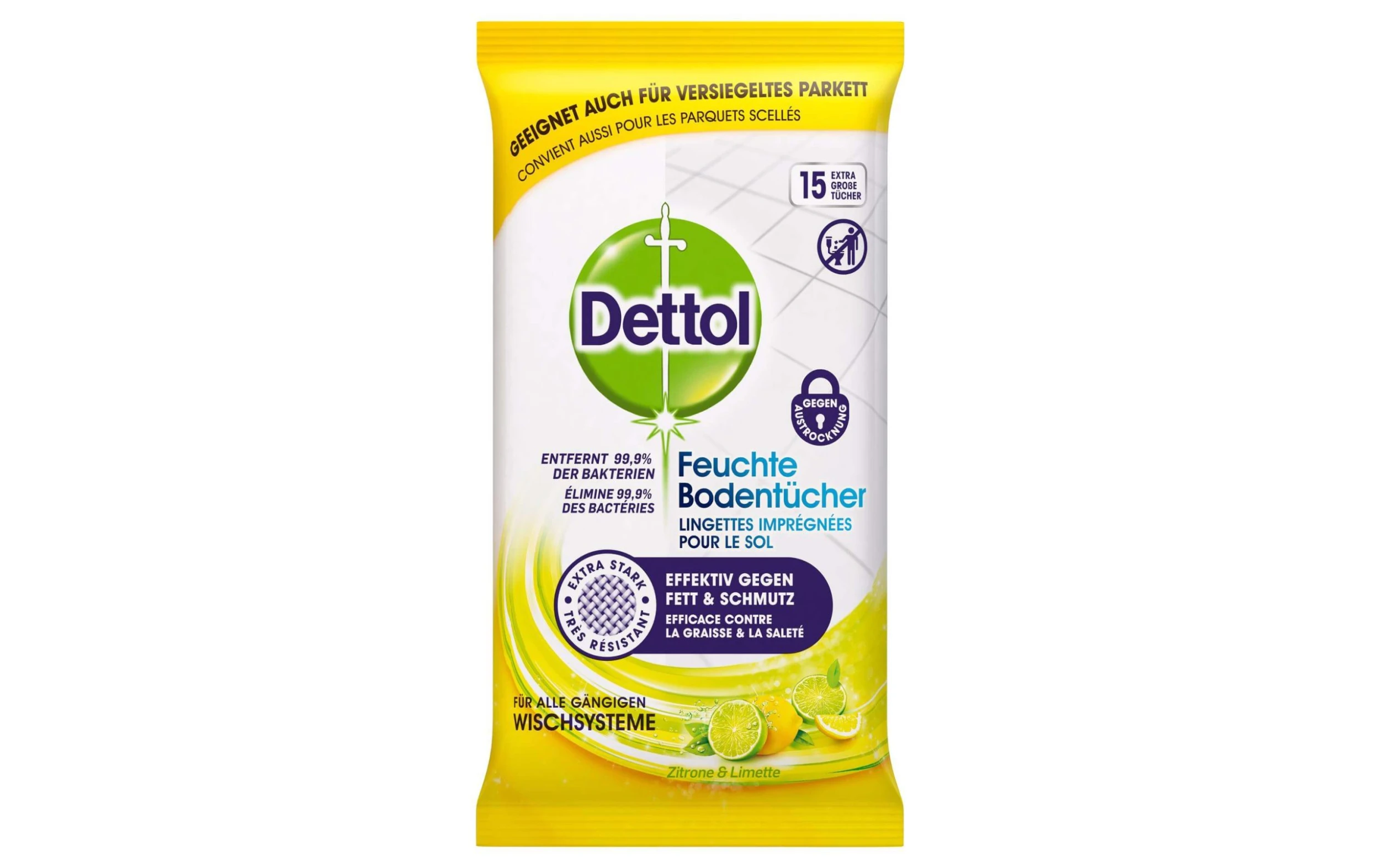 Dettol Serviettes De Sol Citron Et Citron Vert 15 Pièces - Détergents Universels 3 Dettol Serviettes De Sol Citron Et Citron Vert 15 Pièces - Détergents Universels