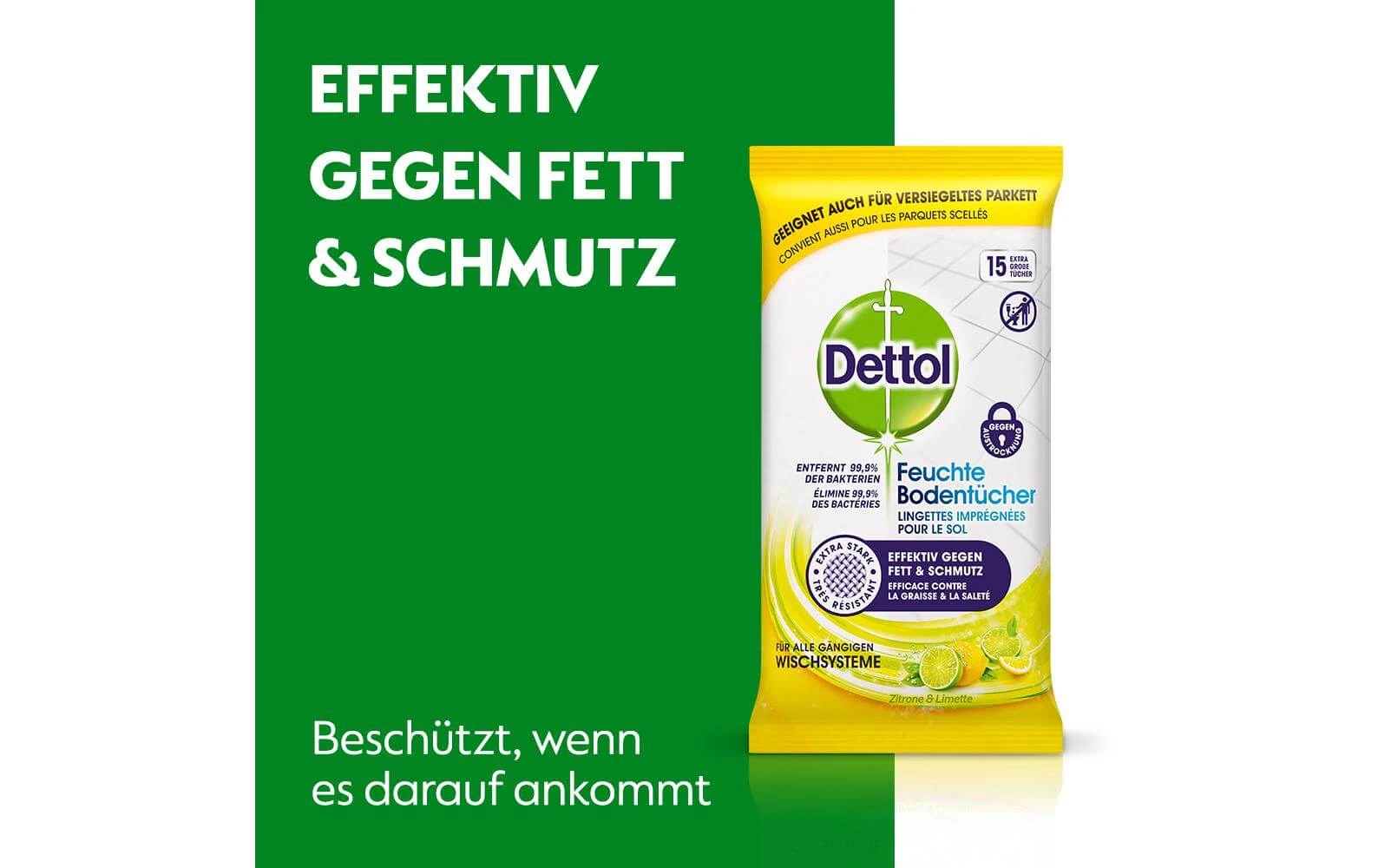 Dettol Serviettes De Sol Citron Et Citron Vert 15 Pièces - Détergents Universels 4 Dettol Serviettes De Sol Citron Et Citron Vert 15 Pièces - Détergents Universels – Image 2