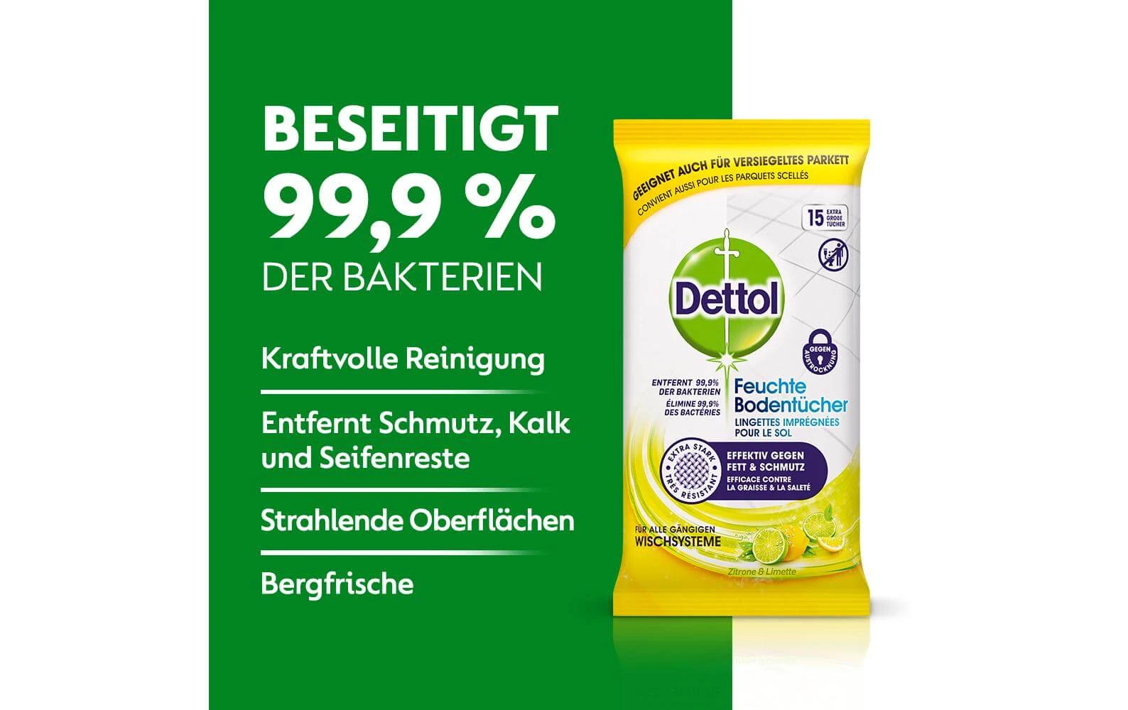 Dettol Serviettes De Sol Citron Et Citron Vert 15 Pièces - Détergents Universels 5 Dettol Serviettes De Sol Citron Et Citron Vert 15 Pièces - Détergents Universels – Image 3