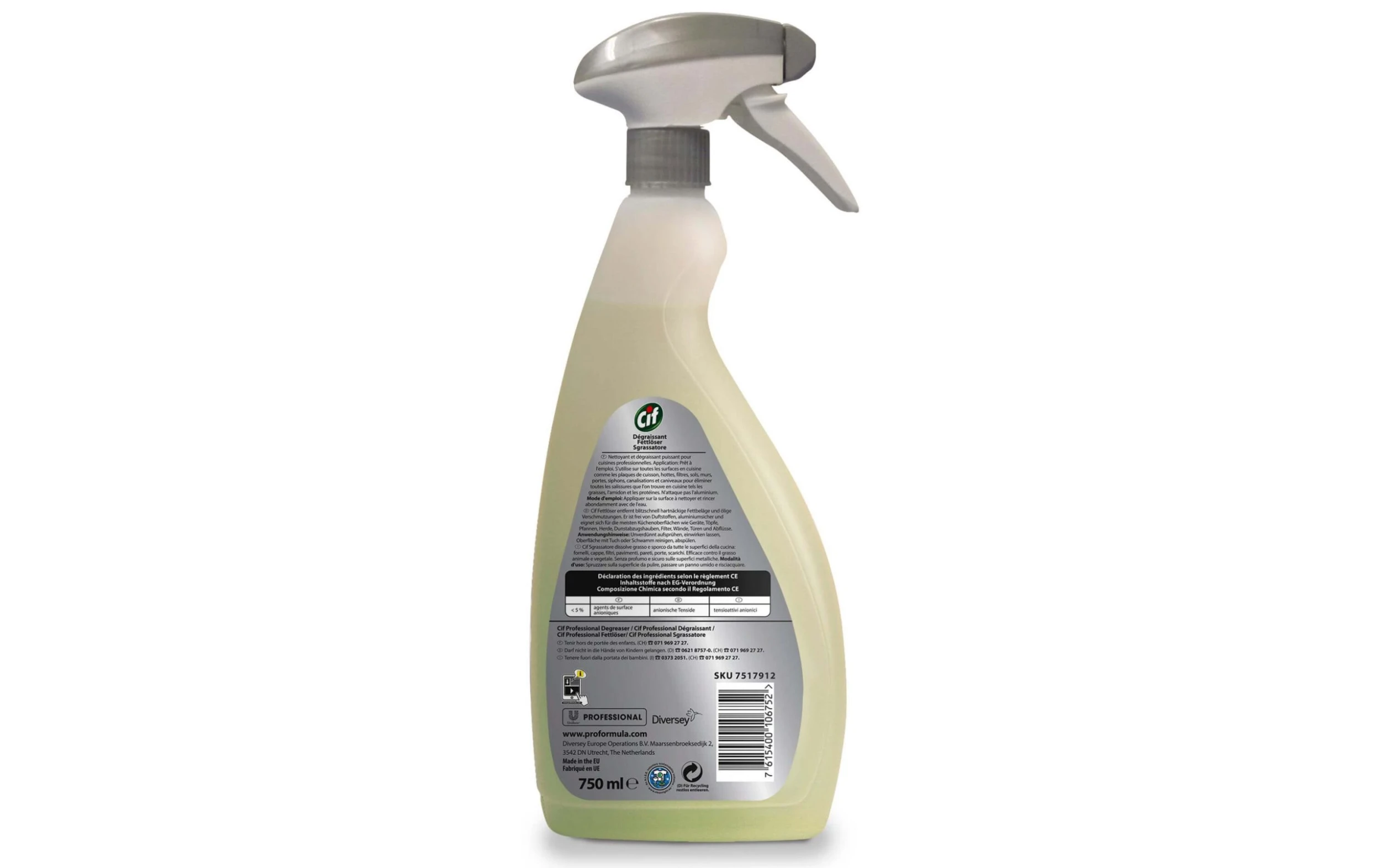 Diversey Pro Formula Cif Professional Power Solvant Dégraissant 0,75 L - Détergents Pour Cuisine 4 Diversey Pro Formula Cif Professional Power Solvant Dégraissant 0,75 L - Détergents Pour Cuisine – Image 2