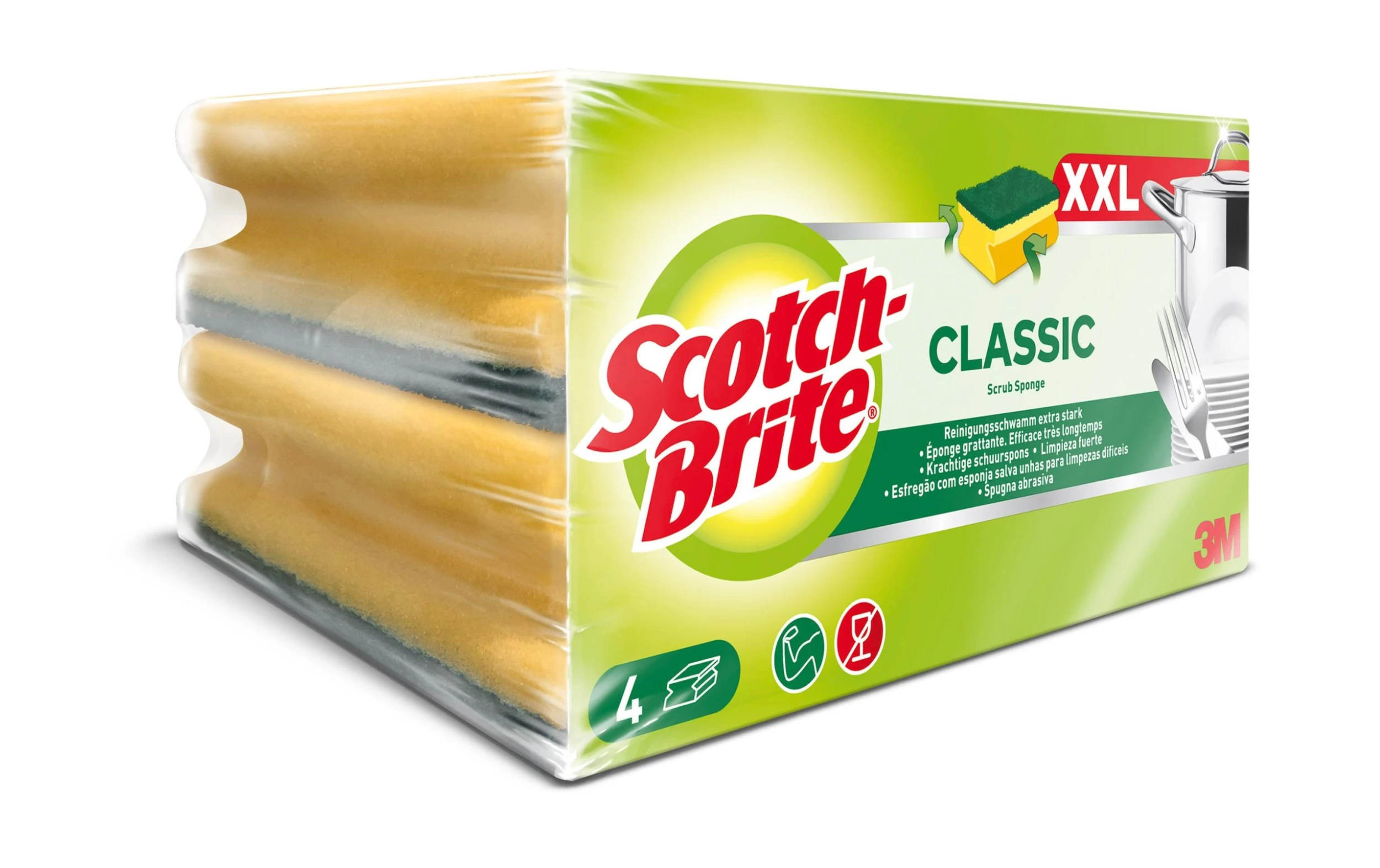 Éponge Scotch-Brite XXL Classique 4 Pièce/s - Éponge De Nettoyage 3 Éponge Scotch-Brite XXL Classique 4 Pièce/s - Éponge De Nettoyage