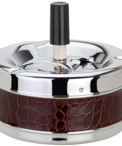 Dameco Cendrier Avec Un Couvercle Centrifuge, Brun/Argenté - Cendrier