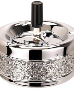 Dameco Cendrier Avec Un Couvercle Centrifuge, Argenté - Cendrier