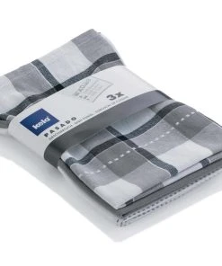 Kela Ensemble De Torchons Pour La Vaisselle Pasado 3 Pièces, Gris/Blanc - Torchon Pour La Vaisselle