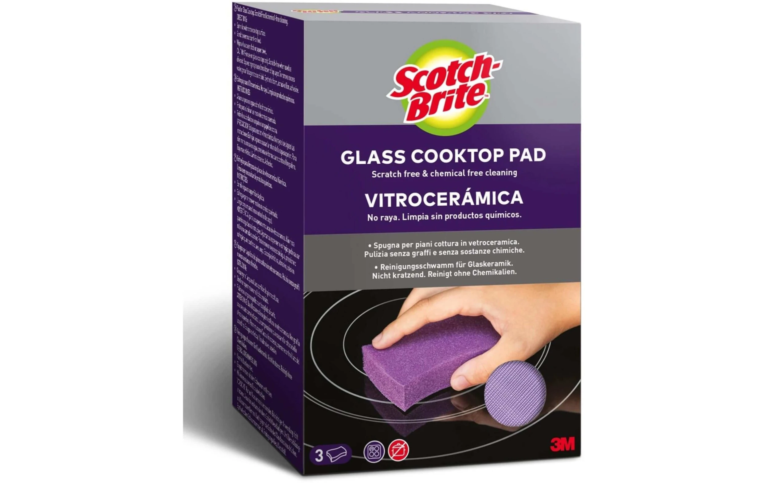 Éponge 3M Scotch-Brite Vitrocéramique 3 Pièces - Éponge De Nettoyage 3 Éponge 3M Scotch-Brite Vitrocéramique 3 Pièces - Éponge De Nettoyage