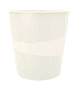 Leitz Corbeille à Papier WOW 15 L, Blanc - Corbeille