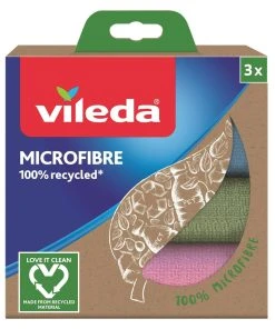 Vileda Chiffon Universel Recycled 3 Pièce/s, Bleu/Vert/Violet - Chiffon De Nettoyage