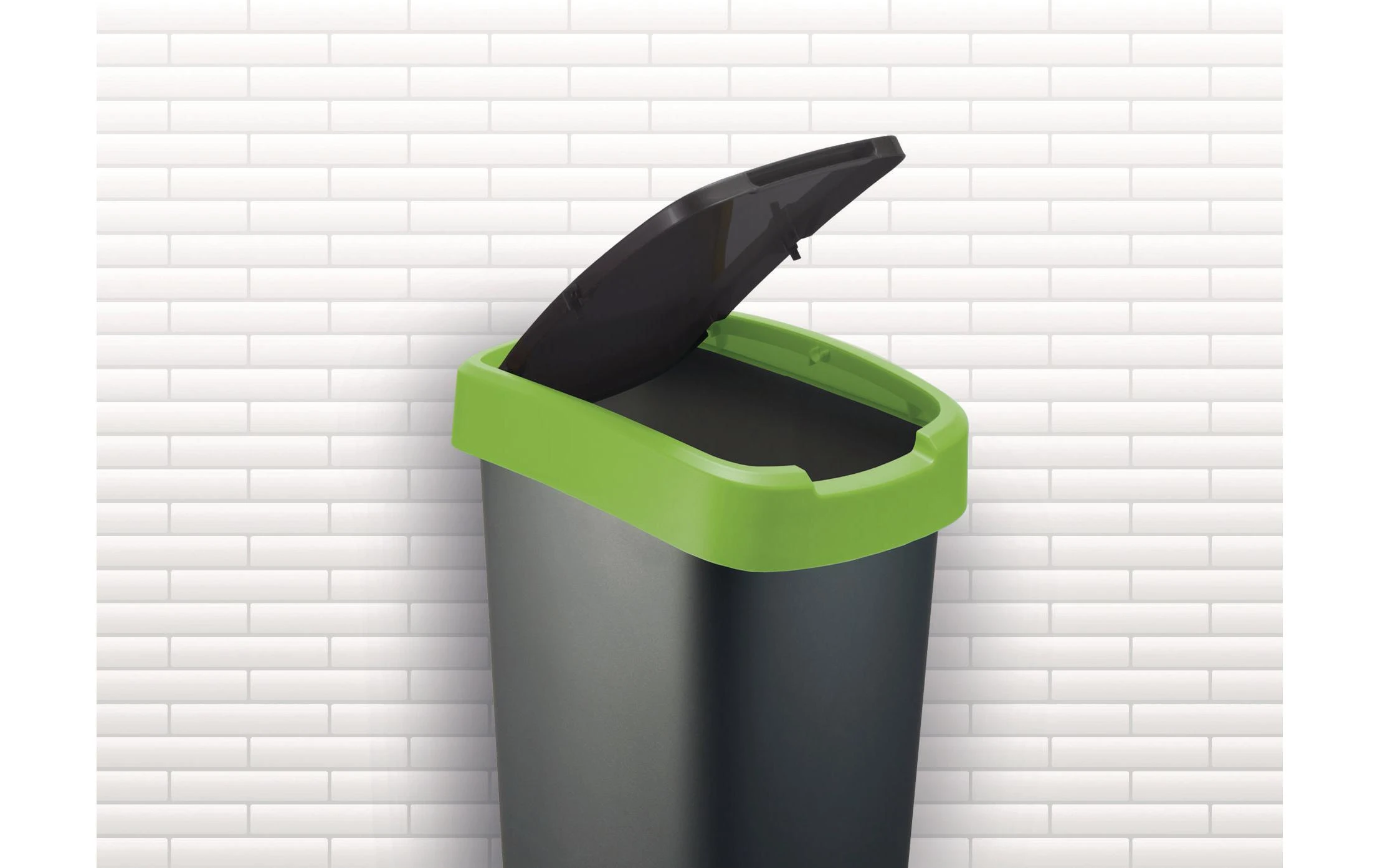 Rotho Poubelle à Bascule Twist 10 L, Vert - Poubelle à Battant 4 Rotho Poubelle à Bascule Twist 10 L, Vert - Poubelle à Battant – Image 2