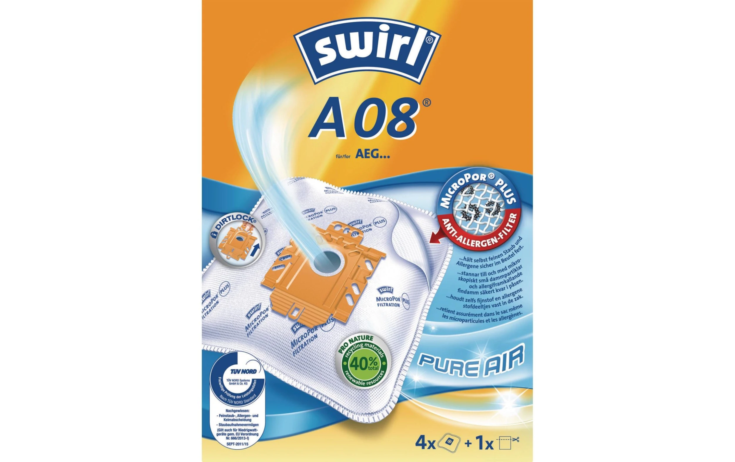 Swirl Sac Filtrant Pour Aspirateur A 08 4 Pièce/s - Sac à Poussière 3 Swirl Sac Filtrant Pour Aspirateur A 08 4 Pièce/s - Sac à Poussière