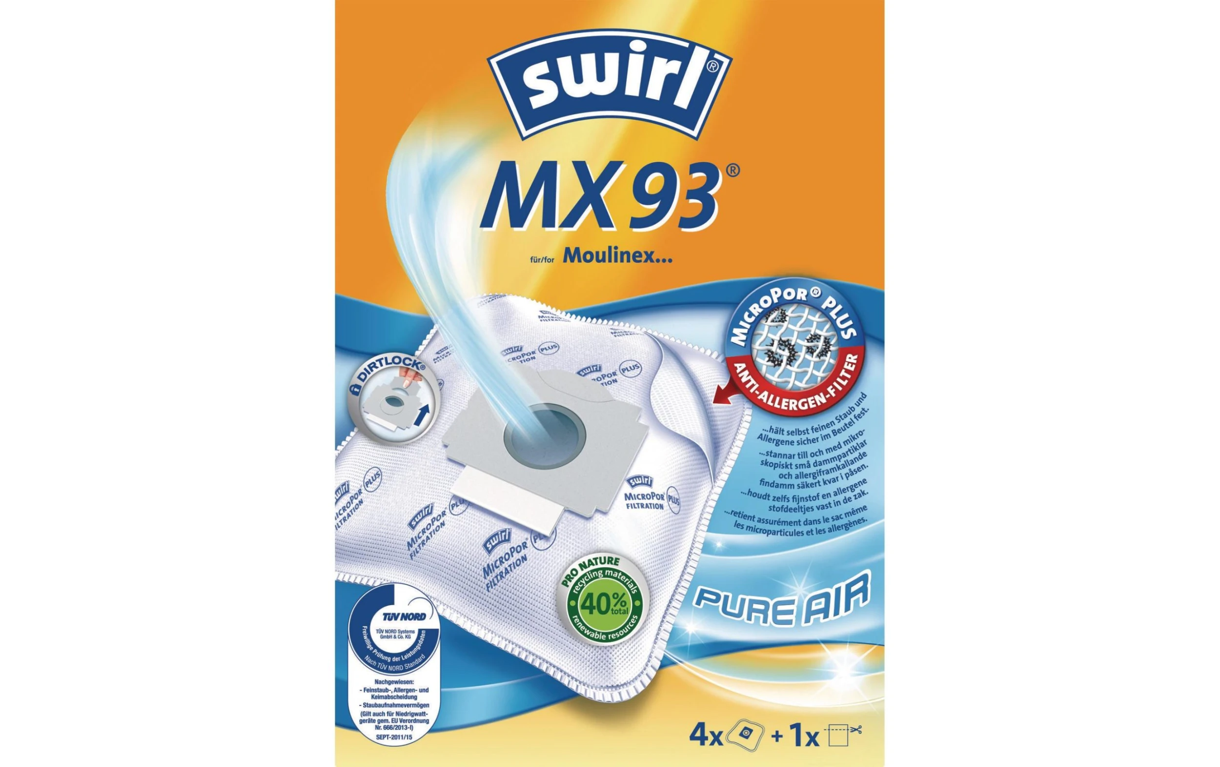 Swirl Sac Filtrant Pour Aspirateur MX 93 4 Pièce/s - Sac à Poussière 3 Swirl Sac Filtrant Pour Aspirateur MX 93 4 Pièce/s - Sac à Poussière