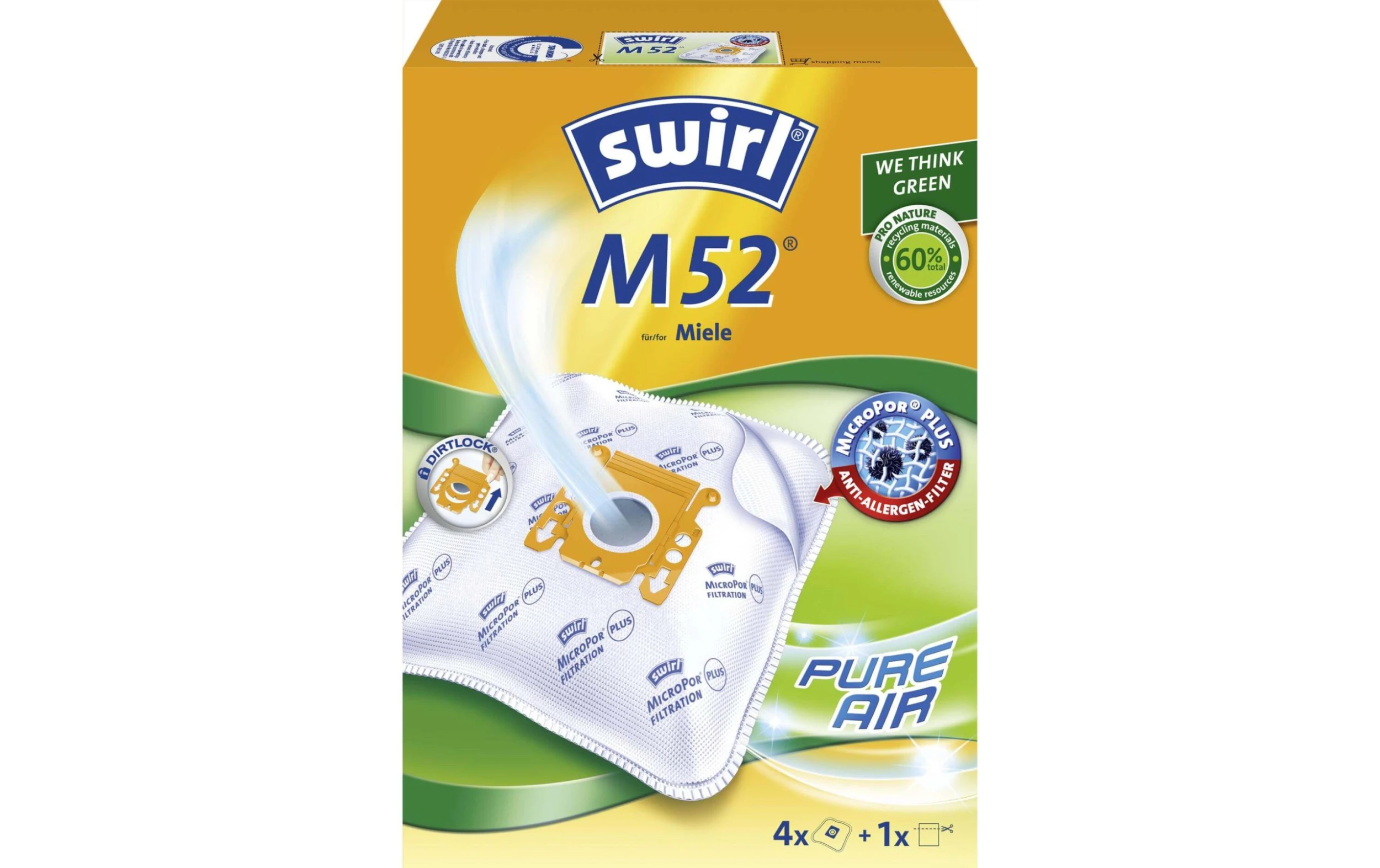 Swirl Sac Filtrant Pour Aspirateur M 52 4 Pièce/s - Sac à Poussière 3 Swirl Sac Filtrant Pour Aspirateur M 52 4 Pièce/s - Sac à Poussière