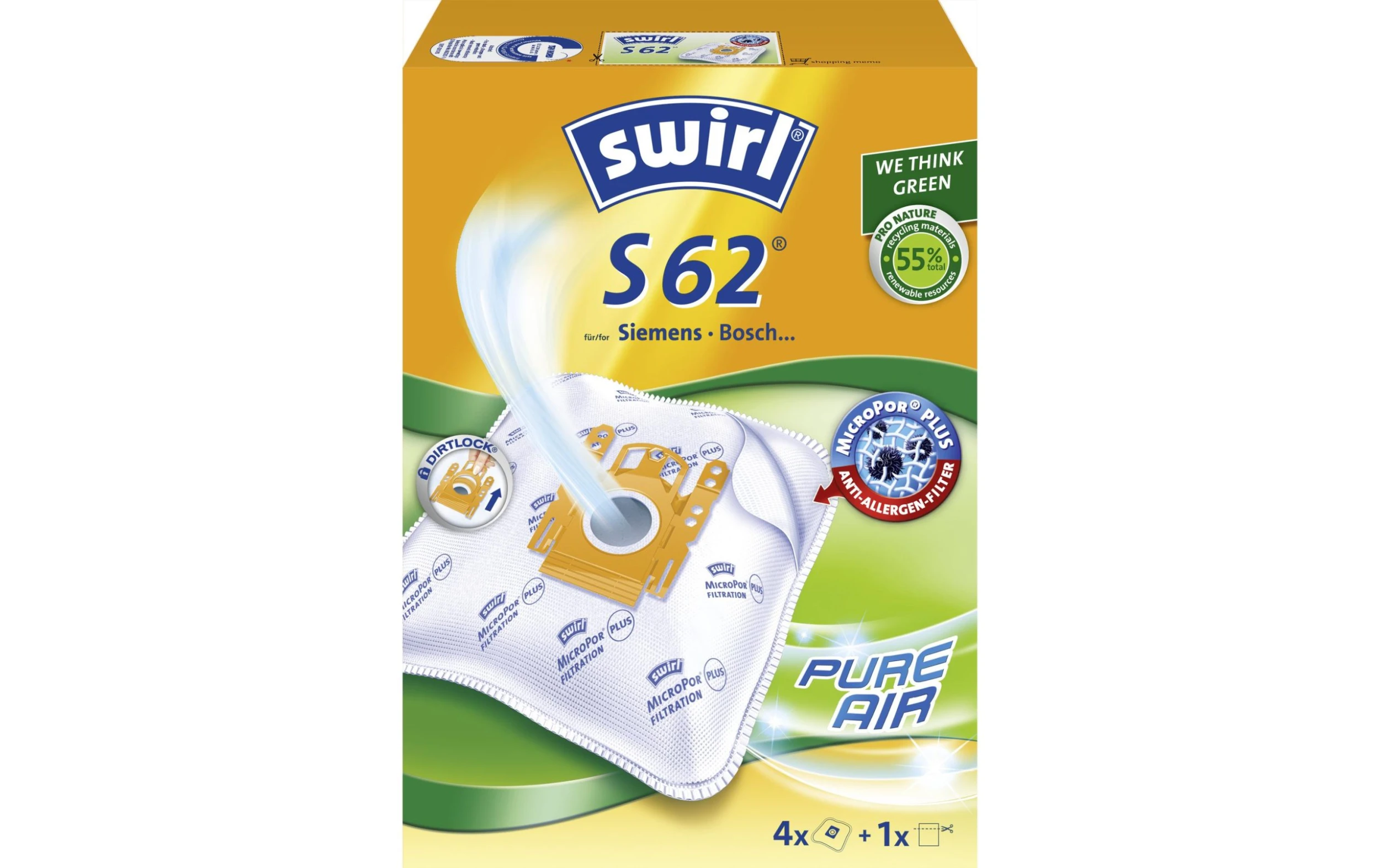 Swirl Sac Filtrant Pour Aspirateur S 62 4 Pièce/s - Sac à Poussière 3 Swirl Sac Filtrant Pour Aspirateur S 62 4 Pièce/s - Sac à Poussière