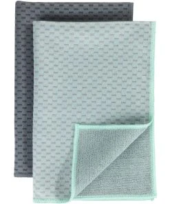 Wenko Torchon Pour La Vaisselle Miko Gris/Vert Clair, 2 Pièces - Torchon Pour La Vaisselle