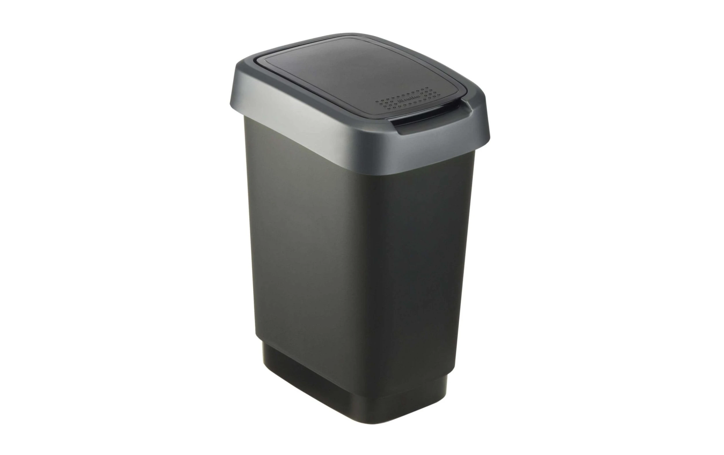 Rotho Poubelle à Bascule Twist 10 L, Argent Foncé - Poubelle à Battant 2 Rotho Poubelle à Bascule Twist 10 L, Argent Foncé - Poubelle à Battant